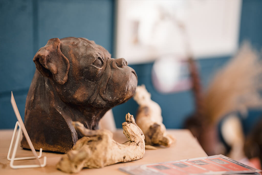 Clay sculpted dog