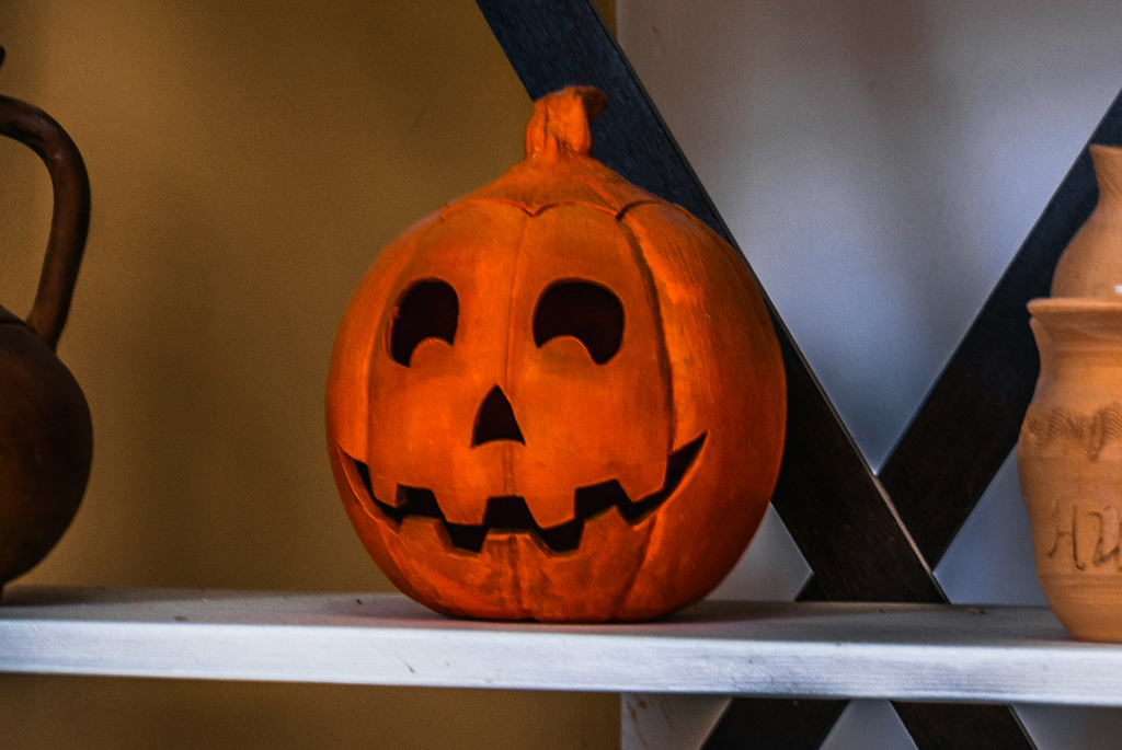 Pottery pumpkin in bright orange