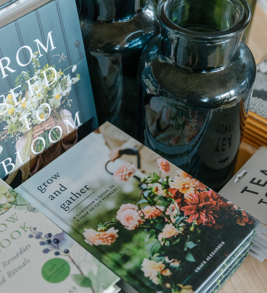 Close up of book about flowers